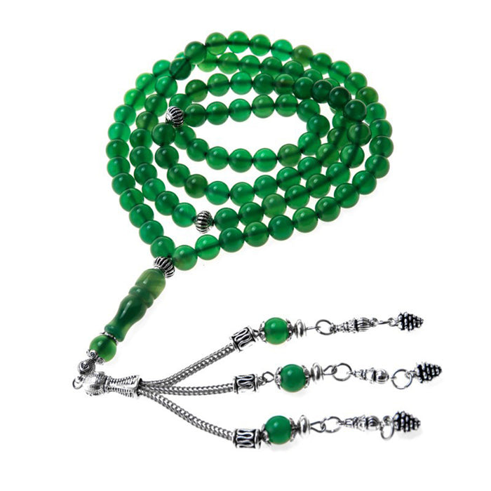 99 Green Agate Rosary Beads Muslim Holds Rosary Bead Of Theisbihazan Beads