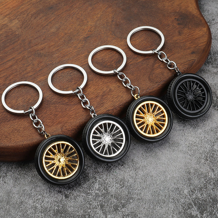 Car soft rubber tire keychain creative metal pendant bag ornaments
