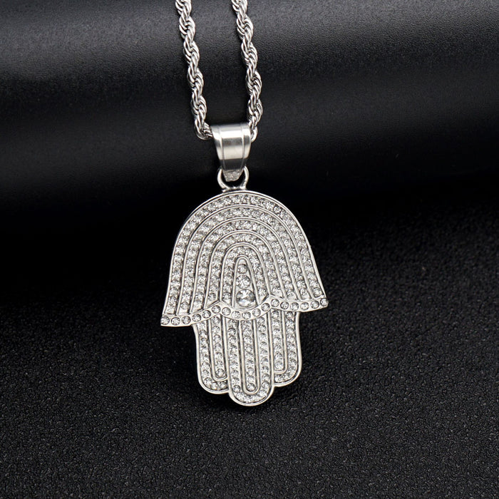 Muslim Stainless Steel Plated Fatimid Hand Pendant Necklace