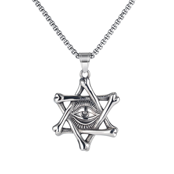 Fashion Vintage Hexagram Star Magic Eye Necklace Personality Hip Hop Style Accessories