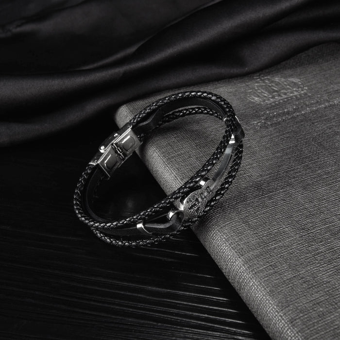 Multi-Layer Woven Leather Cord Guitar Bracelet