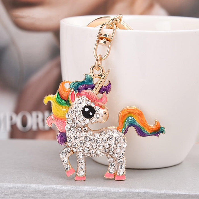 Rainbow Unicorn Key Chain Car Bag Pendant Charm Gift For Women Girls
