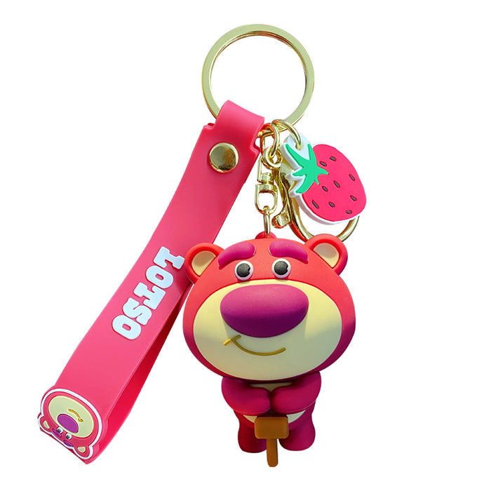 Cartoon Strawberry Bear Keychain Cute Doll Bag Pendant