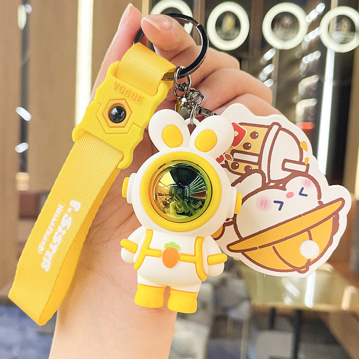 Rabbit Astronaut Keychain Cute Cartoon Charms Key Ring Accessories Decoration Gift