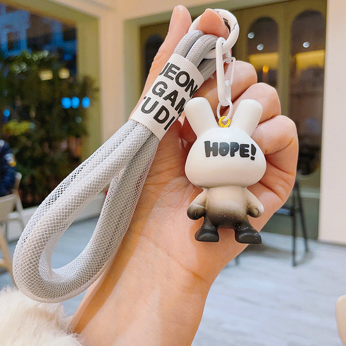 Creative Resin Figure HOPE Gradient Rabbit Keychain Car Keychain Package Pendant