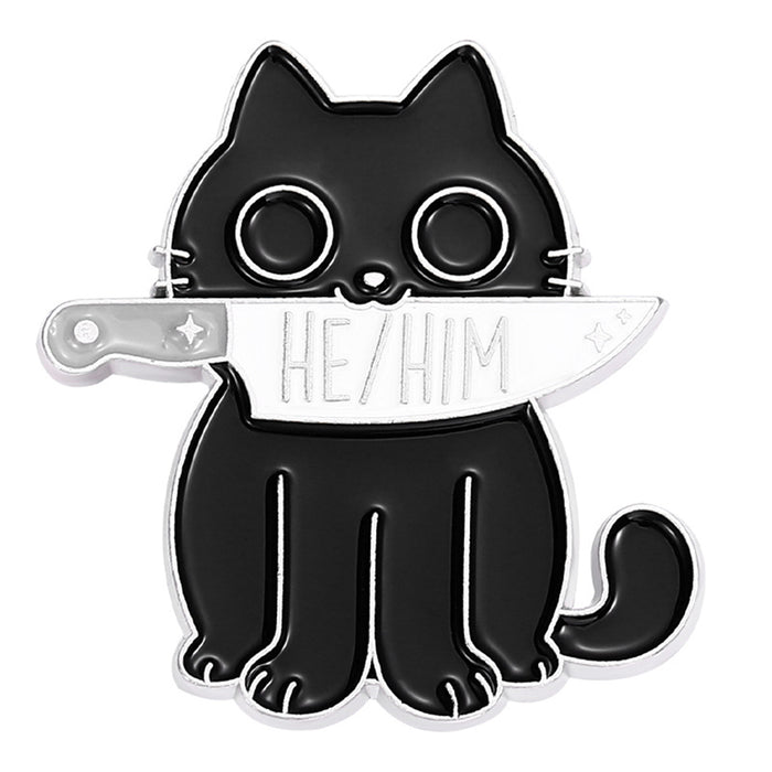 Alloy Letter Series Brooch Cartoon Black Cat Shape Paint Backpack Badge