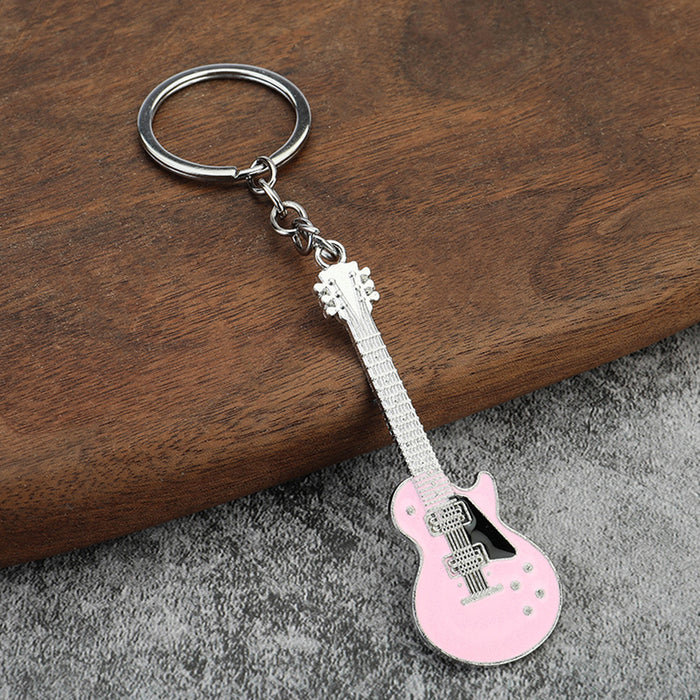 Creative Musical Instrument Pendant Metal Paint Guitar Keychain Bag Pendant