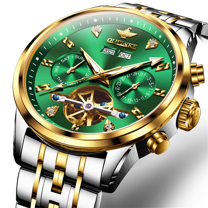 Wide Strap Mechanical Watch Green Water Ghost Business Men's Watch