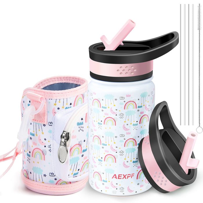 Kids Stainless Steel Water Bottles 14 oz Stainless Steel Insulated Kettle With Leak Proof Wide Mouth Various Theme Color Kettle For School For Girls Boys