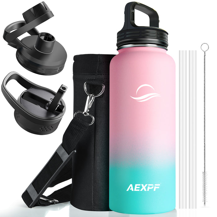 Stainless Steel Water Bottle With 3 LIDS Outdoor Indoor Sports Water Bottle Multiple Capacity Multi-drinking Method Insulated Kettle For Yoga Fitness Running