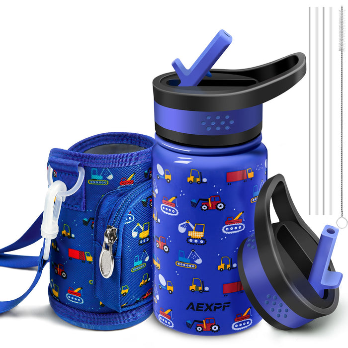 Children 14 oz Stainless Steel Insulated Kettle With Leak Proof Wide Mouth Various Theme Color Water Bottles