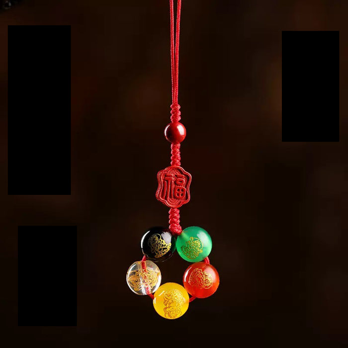 Bonanza Keychain Cinnabar Good Luck Beads Mobile Phone Seven Star Array Natural Agate Pendant