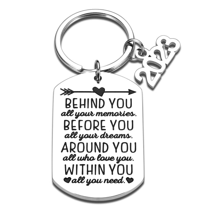 Behind You Gifts Keychain All Your Memories Inspirational Gift Key Ring For Best Friend Boys Girls
