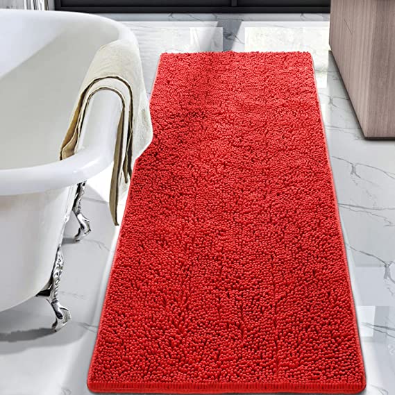 Washable Non Slip Bathroom Rug Shower Soft Plush Chenille Absorbent Carpets Mats For Bathroom