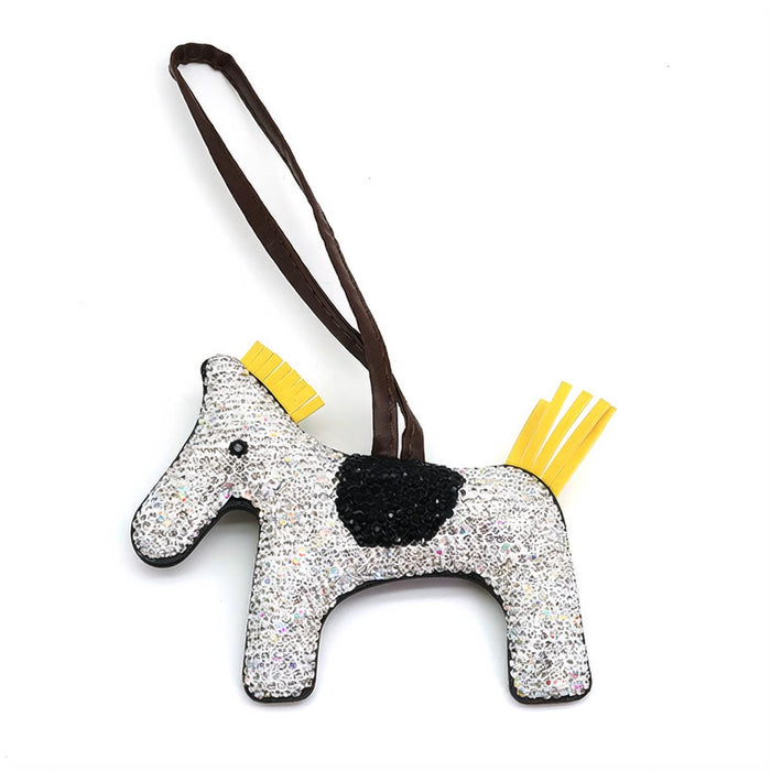 Creative sparkle fashion pony crystals inlay on clay leather hanging ornaments