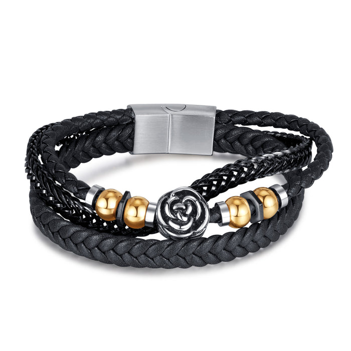 Retro Personality Multi-layer Band Hip Hop Street Everything Leather Bracelet