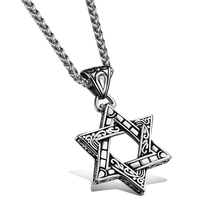 Fashion Hexagram Star Titanium Steel Necklace