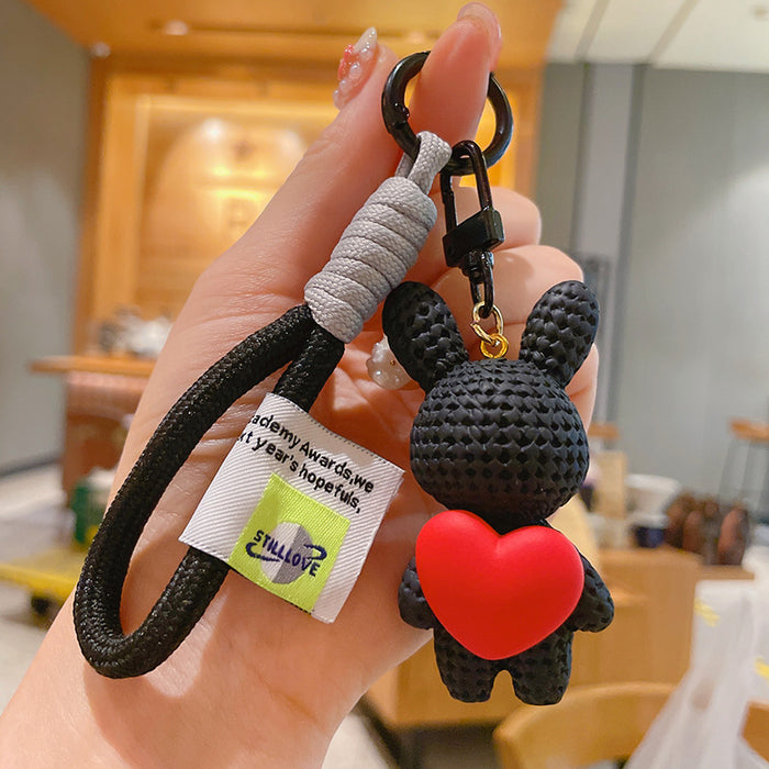 Resin Heart Rabbit Keychain Cute Trend Fashion Keychain Couple Bag Pendant
