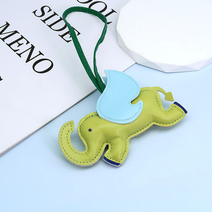 Cutie Elephant Key Chain Leather Small Pegasus Hanging Ornament Car Pendant