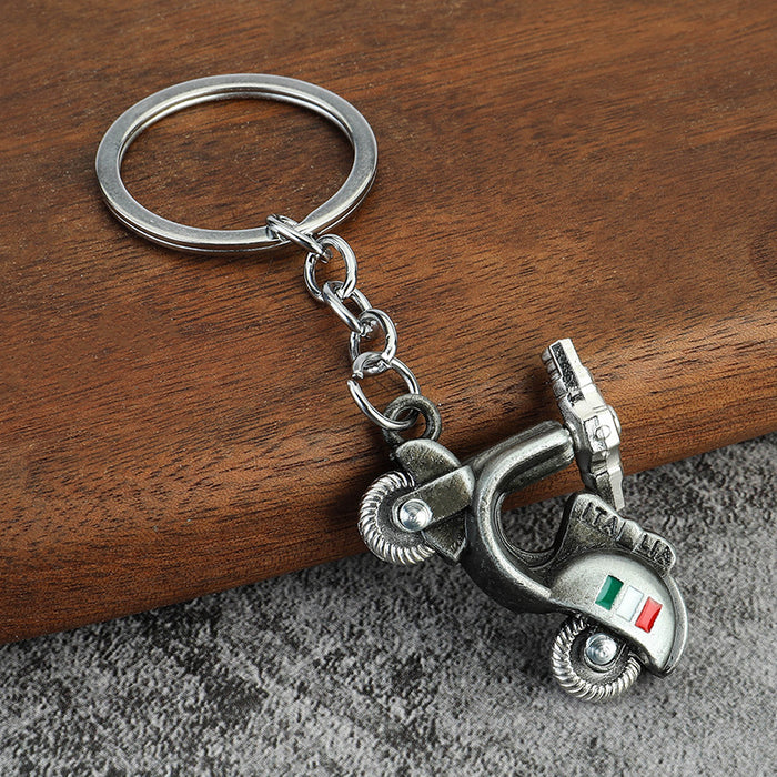 Car metal key chain creative small gift simulation electric motorcycle pendant