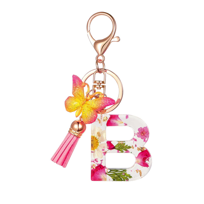 Cute Key Chains Letter Keychains With Tassel Butterfly Charm For Purse