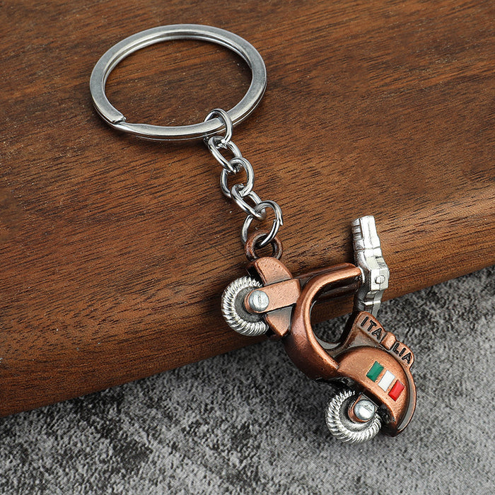 Car metal key chain creative small gift simulation electric motorcycle pendant