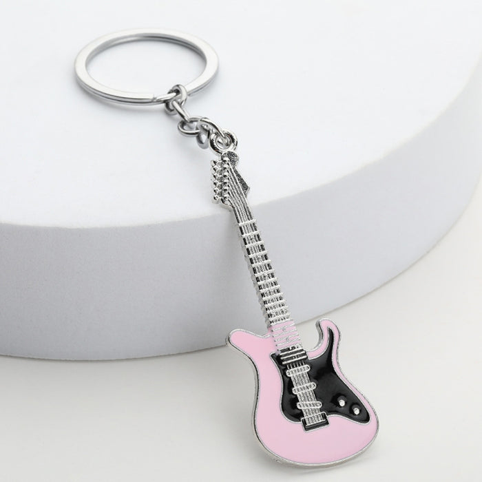 Creative Musical Instrument Pendant Metal Paint Electric Guitar Keychain Bag Pendant