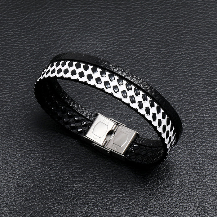 Stylish Leather Bracelet Stainless Steel Trend Everything Accessories