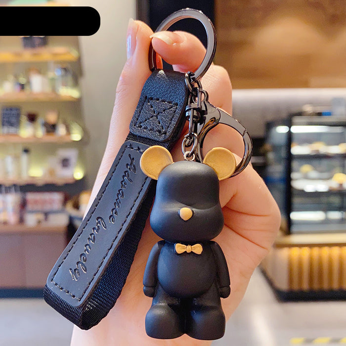 Bow Tie Bear Keychain Cute Cartoon Resin Doll Bag Pendant