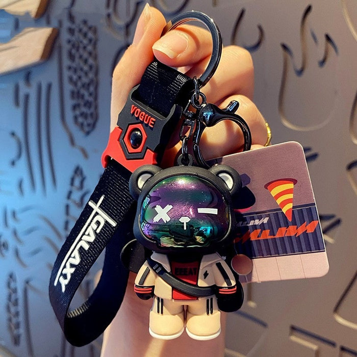 Creative Cool Bear Keychain Fashion Cartoon Drop Glue Doll Backpack Pendant