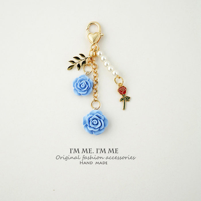 Fashion Rose With Camellia Pendant Alloy Key Chain