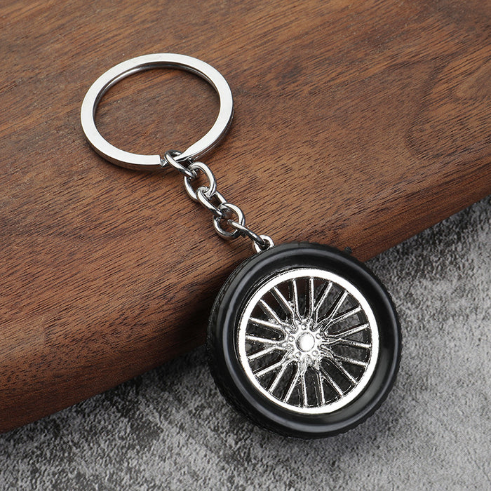 Car soft rubber tire keychain creative metal pendant bag ornaments