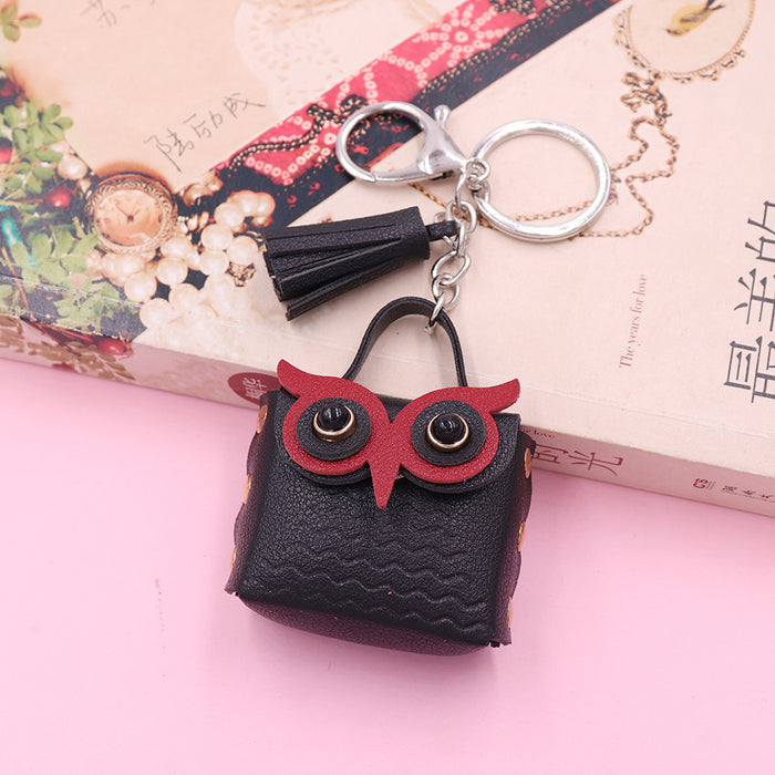 Cute Owl Bag Keychain Pendant PU Leather Bag Pendant