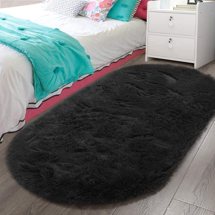 Fluffy Carpet Soft Bedroom Rug 63" x 31.5" Inch Elliptic Modern Shaggy Area Rugs For Bedroom Home Decor