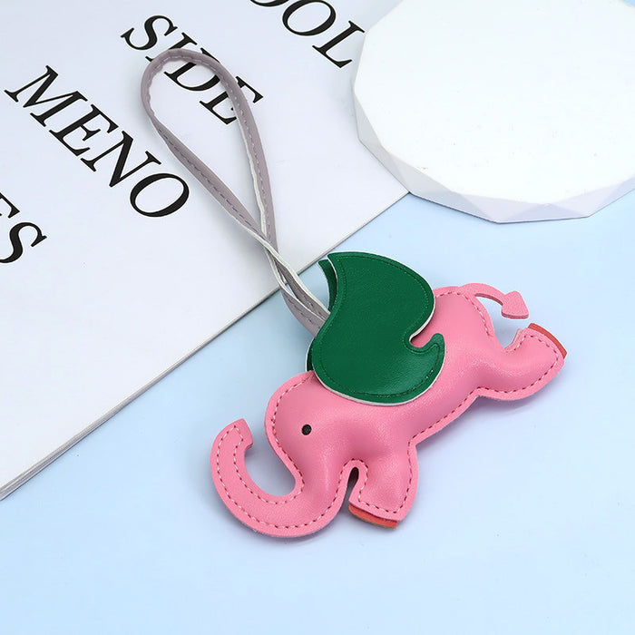 Cutie Elephant Key Chain Leather Small Pegasus Hanging Ornament Car Pendant