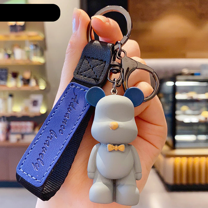 Bow Tie Bear Keychain Cute Cartoon Resin Doll Bag Pendant