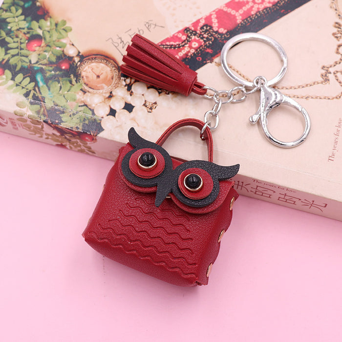 Cute Owl Bag Keychain Pendant PU Leather Bag Pendant