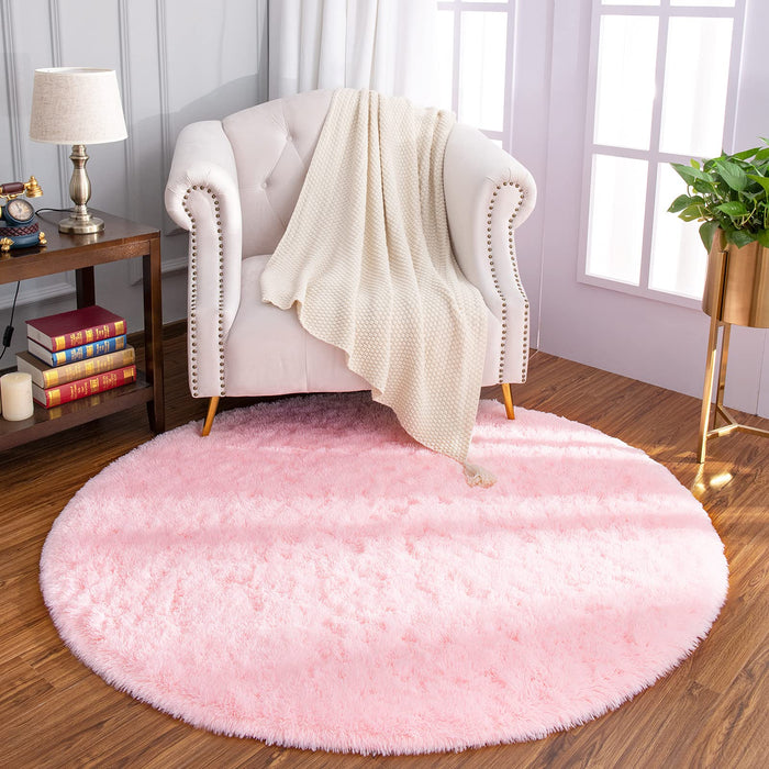 Luxury Round Fluffy Area Rugs 4x4 Feet Super Soft Circle Rug Cute Shaggy Carpet For Bedroom For Children Living Room