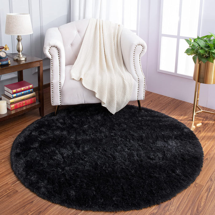 Luxury Round Fluffy Area Rugs 4x4 Feet Super Soft Circle Rug Cute Shaggy Carpet For Bedroom For Children Living Room