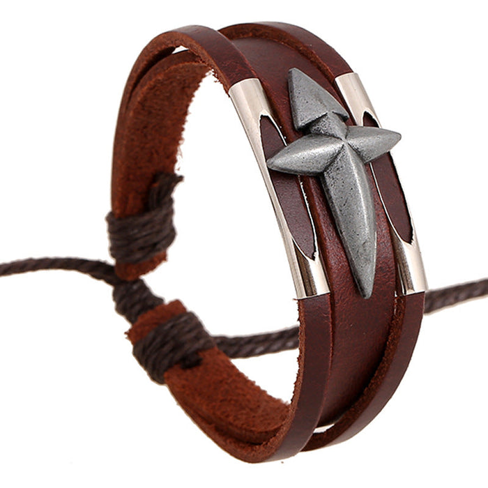 Leather Cross Bracelet Cowhide Bracelet