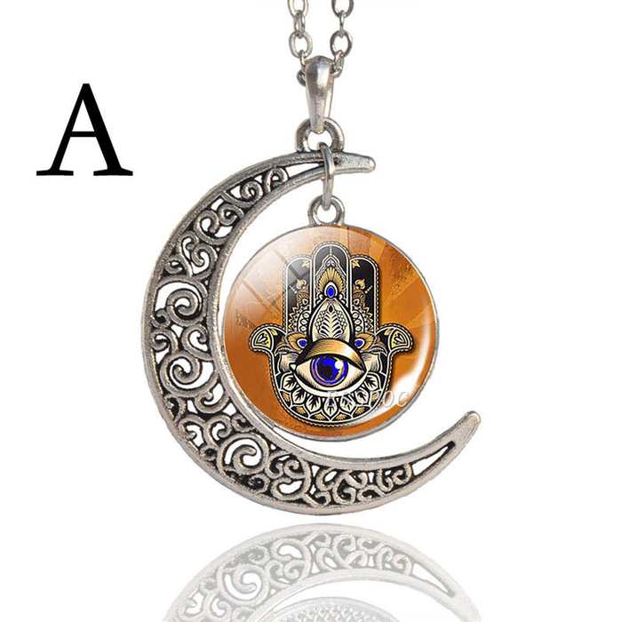 Hamsa Luminous Fatima Palm  Eye Necklace Jewelry