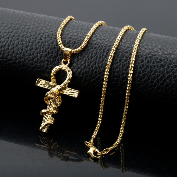 Punk Hip Hop Vintage Snake Cross Necklace