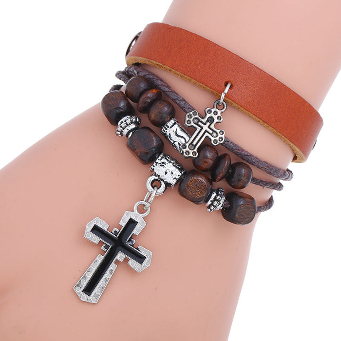 Personalized Beaded Multi-layer Bracelet Minimalistic Retro Couples Leather Bracelet