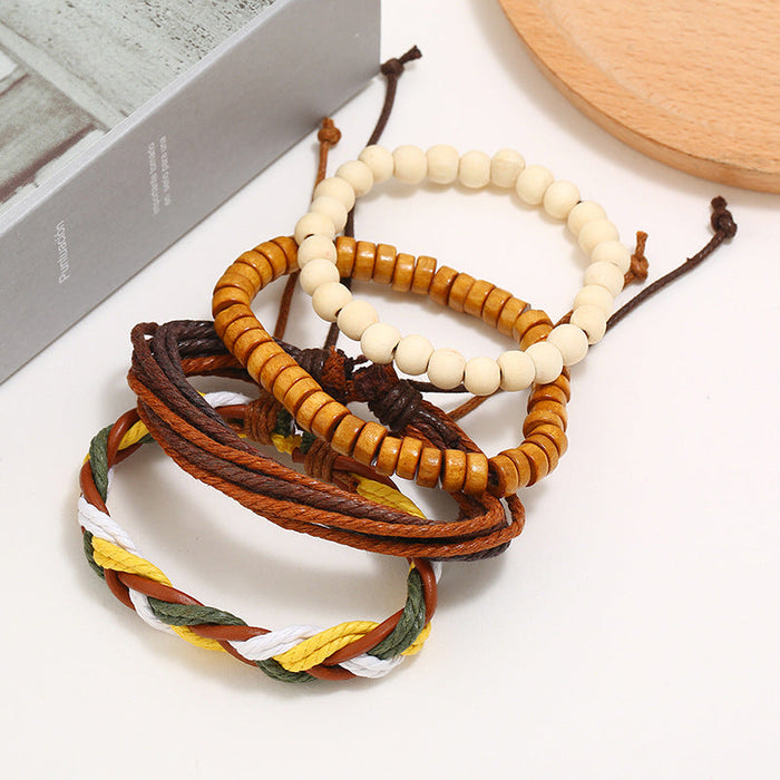 Retro Hand-woven Simple Hemp Rope Bracelet (One Set)