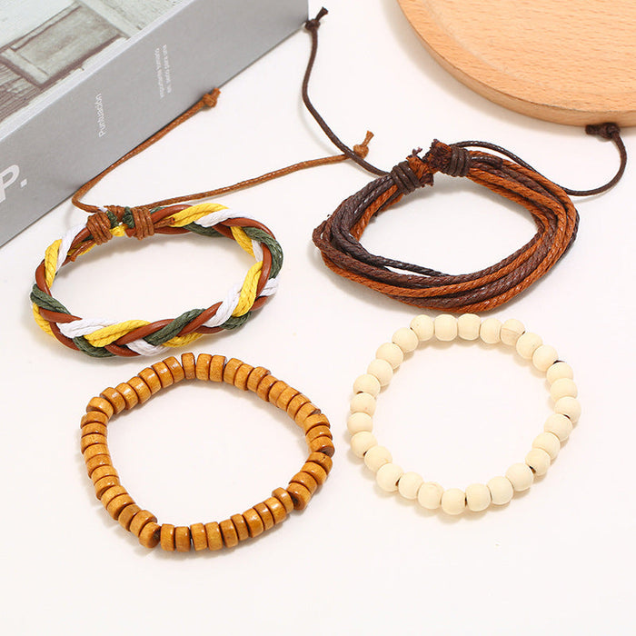 Retro Hand-woven Simple Hemp Rope Bracelet (One Set)