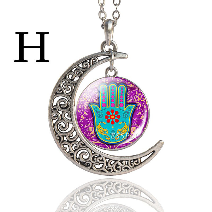 Hamsa Luminous Fatima Palm  Eye Necklace Jewelry