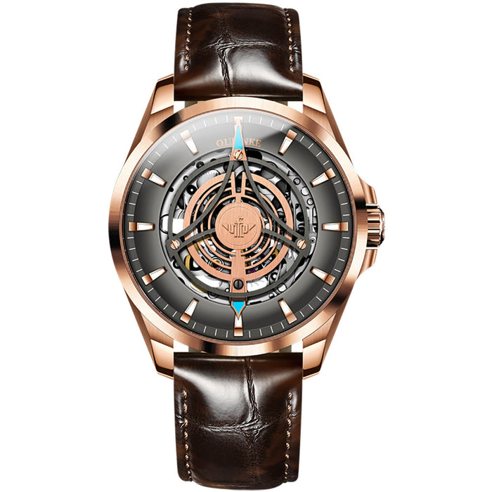 Hollow Movement Triangle Spire Design Automatic Mechanical Watch Men's Watch