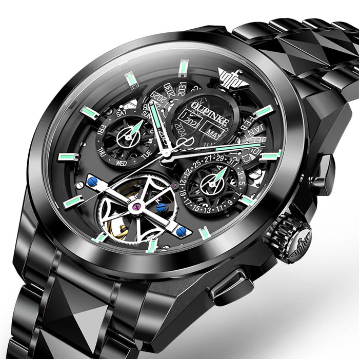 Multi-layer Hollow Movement Multi-functional Waterproof Luminous Mechanical Watch Men's Watch