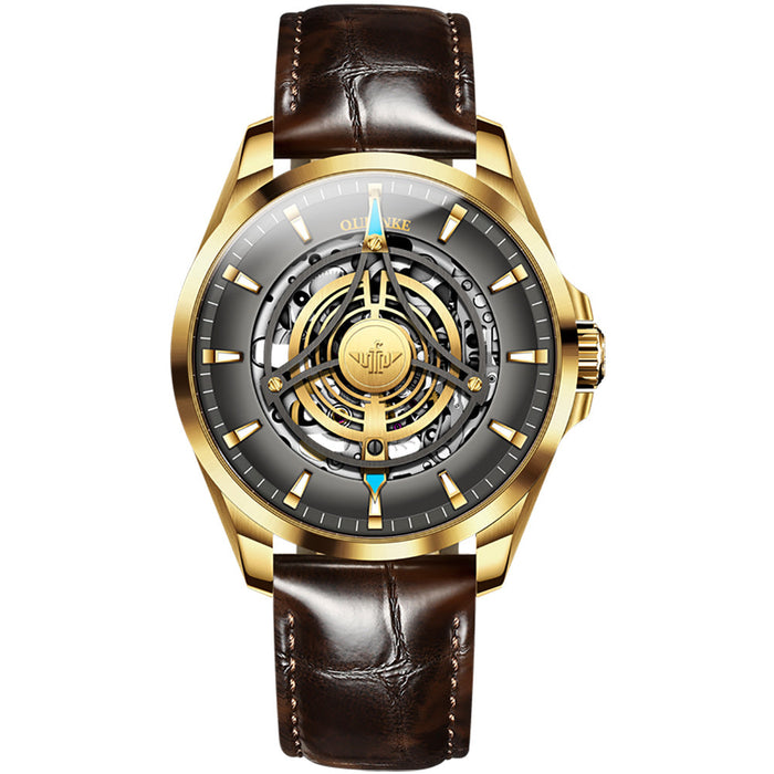 Hollow Movement Triangle Spire Design Automatic Mechanical Watch Men's Watch