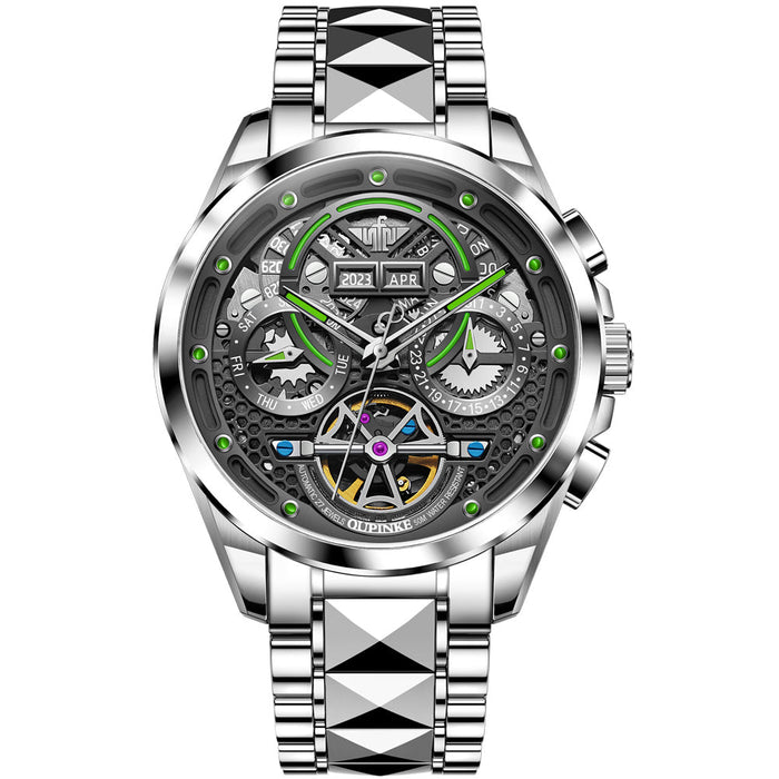 Automatic Mechanical Watch Multi-color Hands Hollow Movement Men's Watch